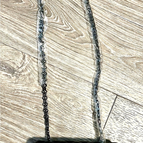 Black Quilted Crossbody Bag with Chain Strap - Picture 3 of 4